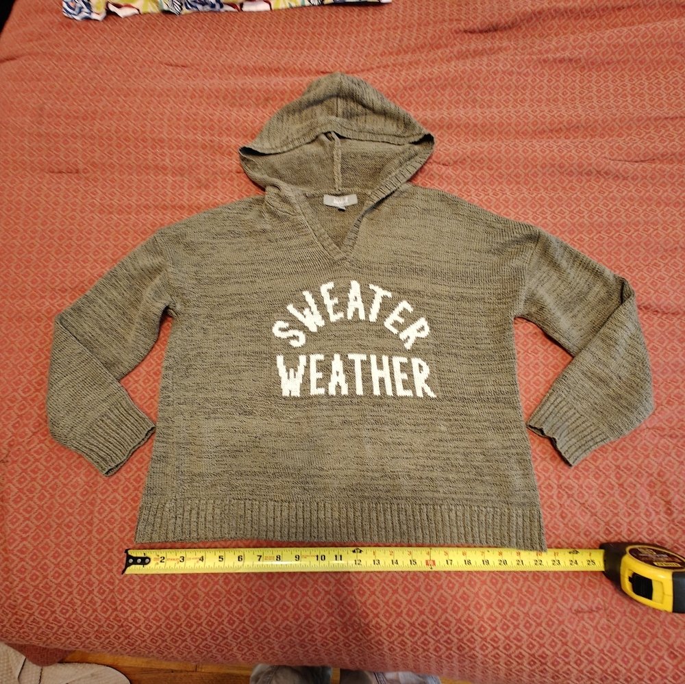 Marled Women's Crewneck Sweater Hoodie - Olive Green with White Text